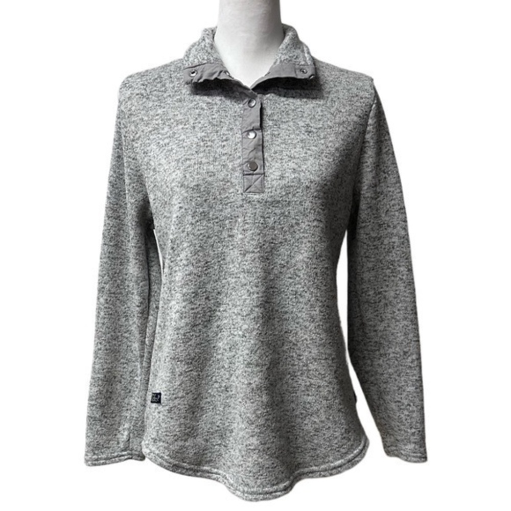 Simply Southern Tried‎ & True Heather Grey 1/4 Snap Crew Neck Sweater Sz M